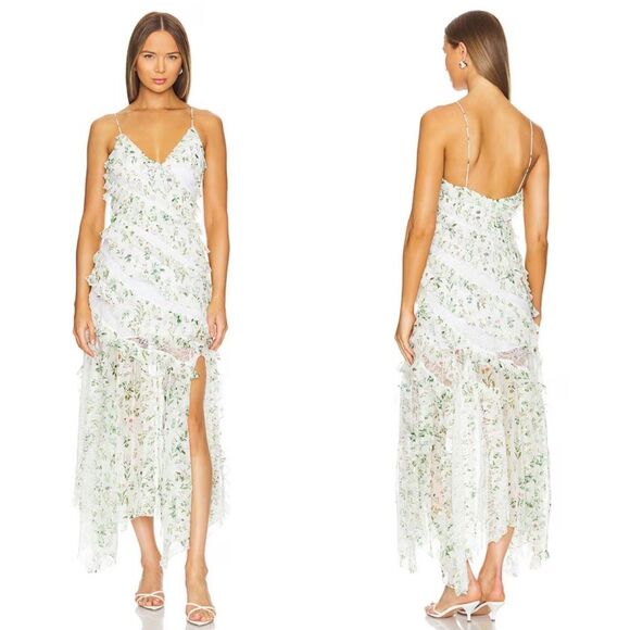 Alice + Olivia Sondra Lace Ruffle Maxi Dress Georgia Floral - Picture 2 of 10